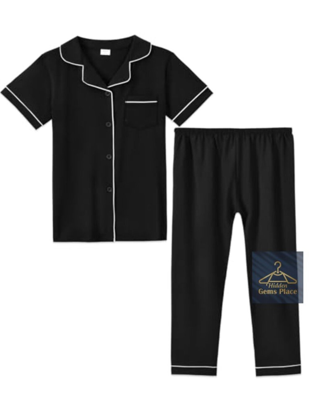 Kids 2 Piece Pajama Set Cotton Blend Button Down Short Sleeve Sleepwear